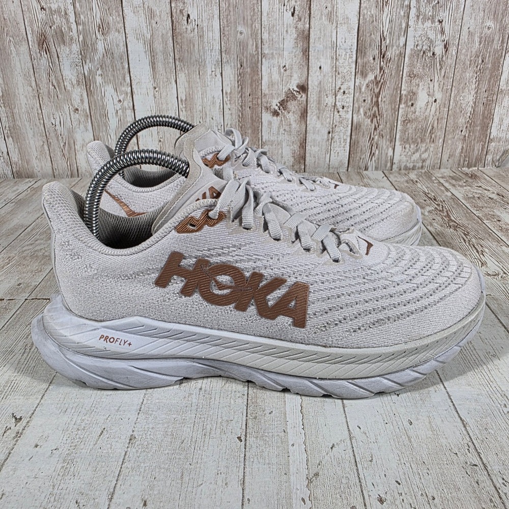 Hoka Mach 5 Womens 7.5 Running Shoes White Copper 1127894-WCPP PROFLY+